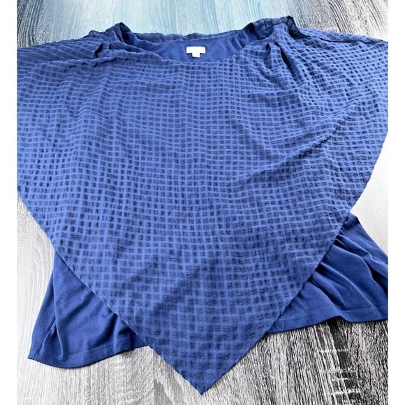 Avenue Plus Size 22/24 Blue Textured Poncho Style Top Blouse Tie Detail - Picture 1 of 4